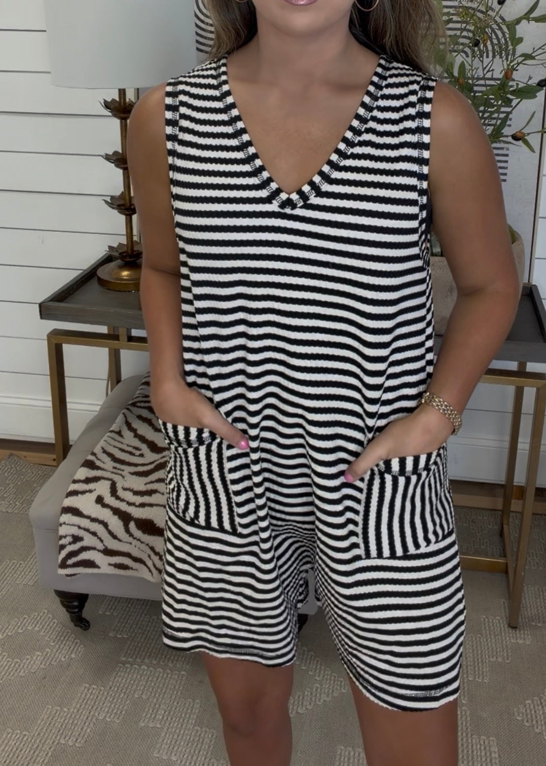 Stripe Romper Black DEAL