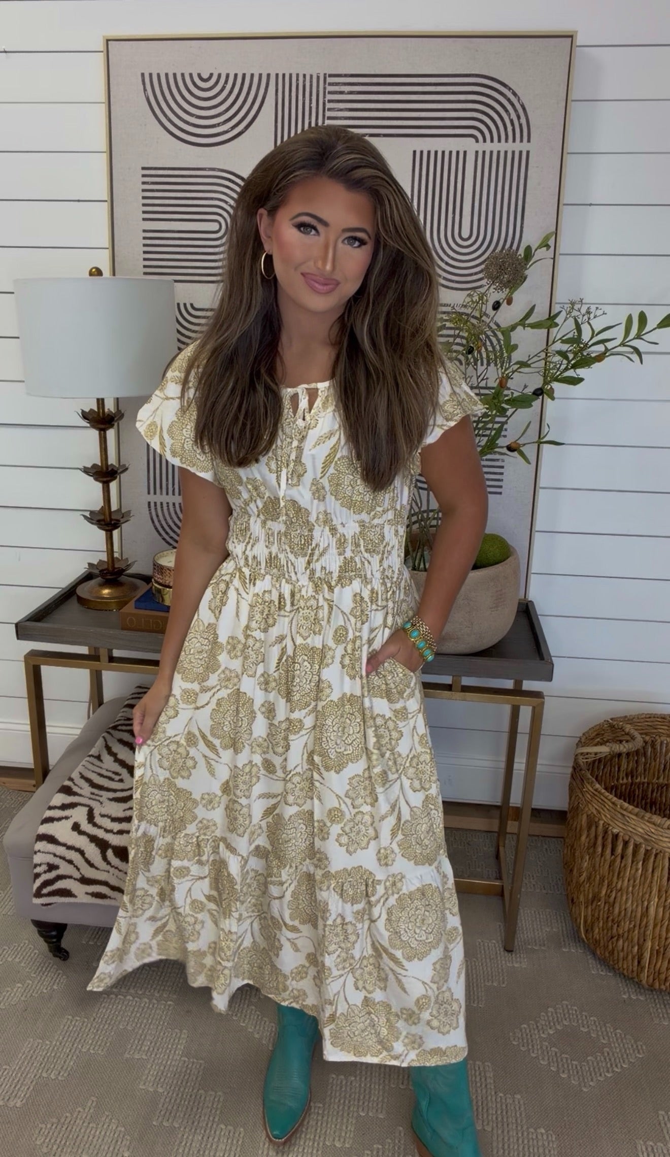 Tan Printed Dress DEAL