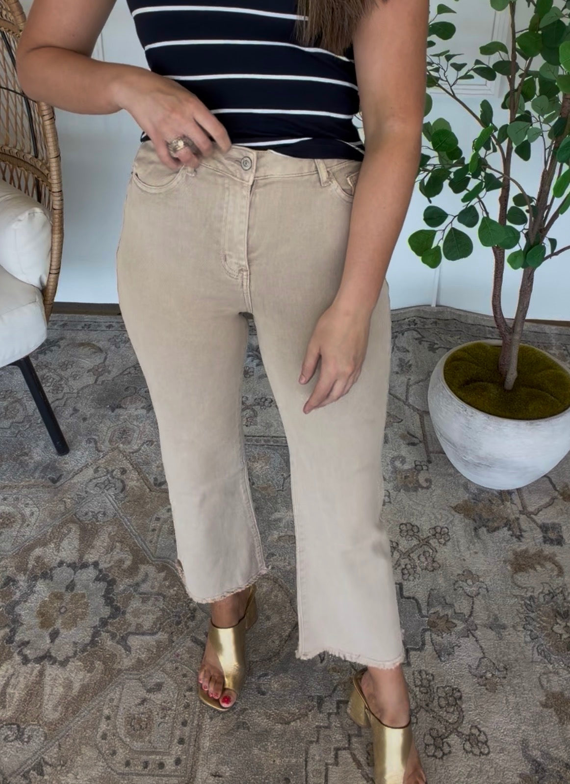 ZENANA BRAND Tan Crop Jeans DEAL