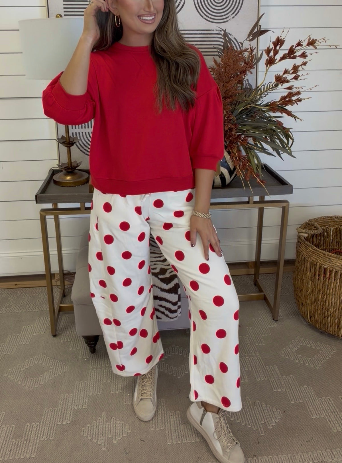 ZENANA BRAND- Red 3/4 Sleeve Top