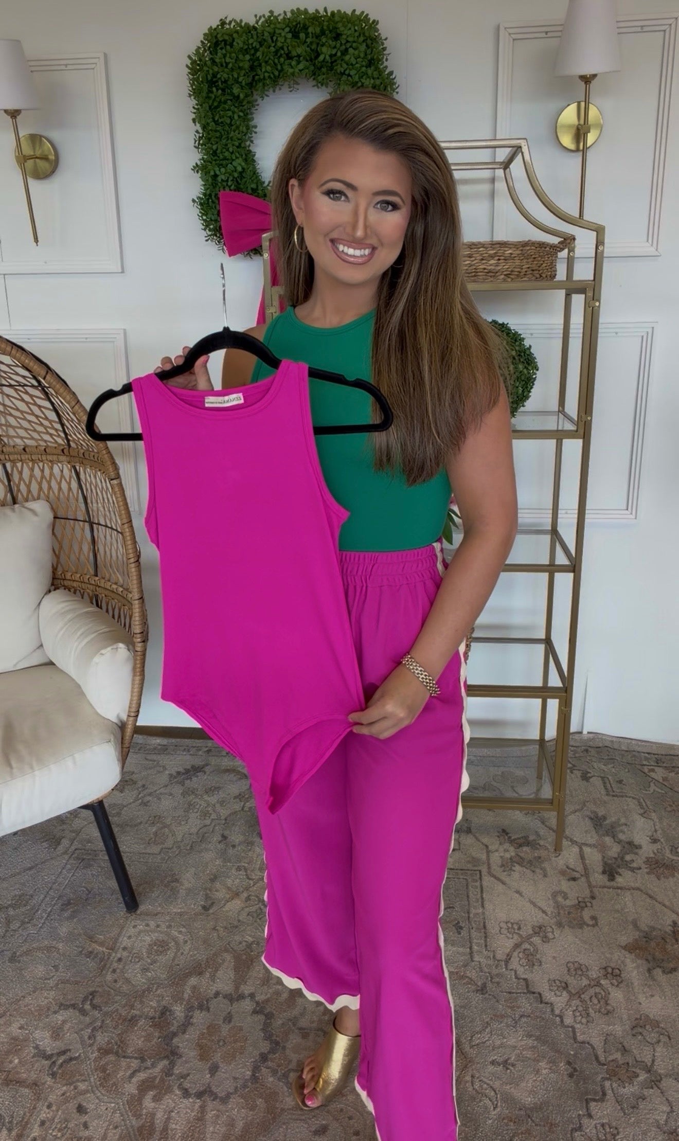 GREEN & PINK Zenana Bodysuit DEAL