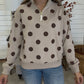 ZENANA BRAND- Brown Dot Zip Up