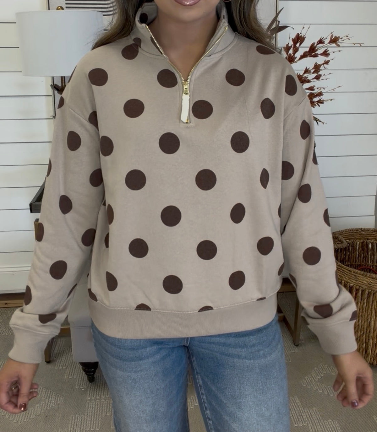 ZENANA BRAND- Brown Dot Zip Up