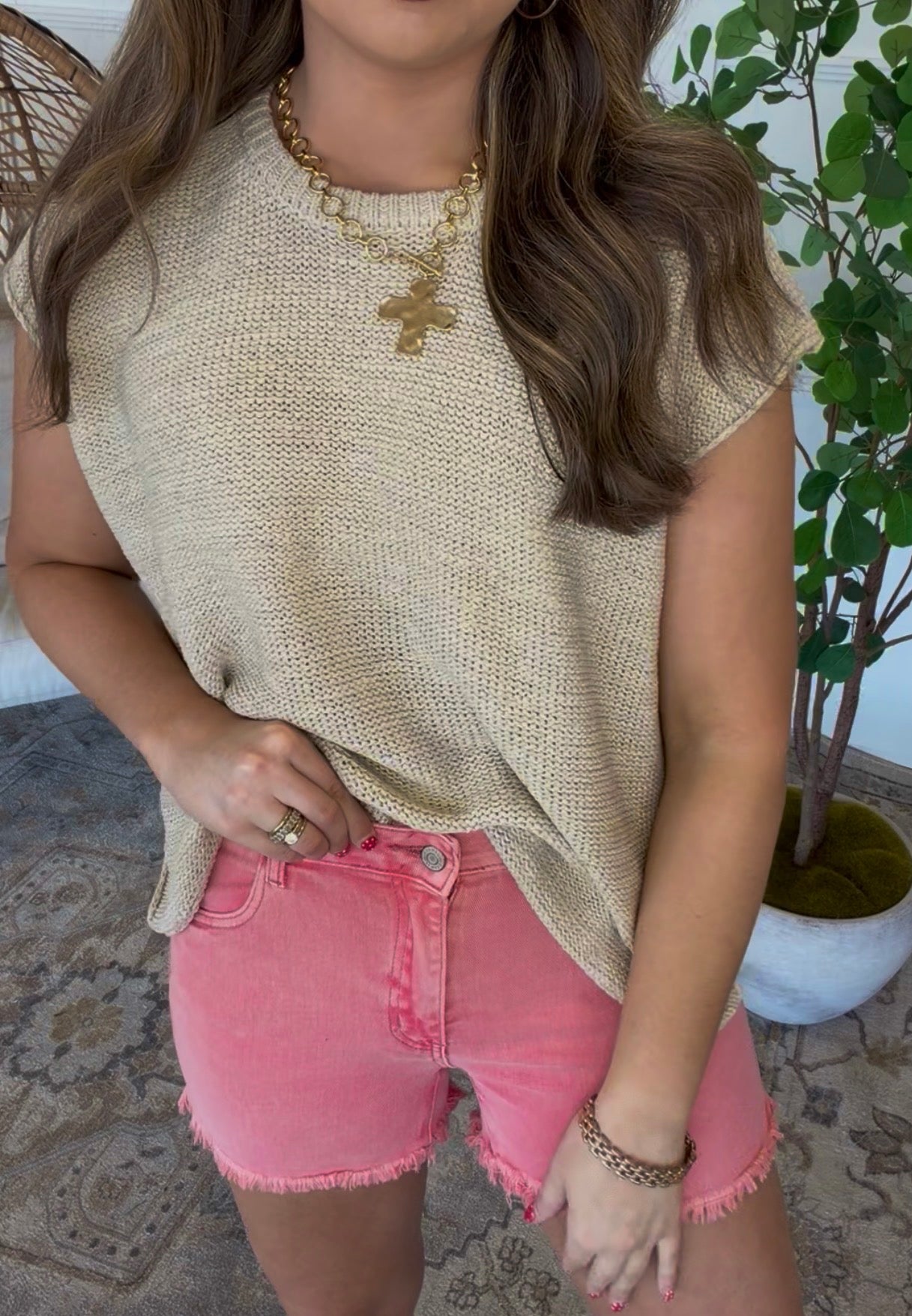 Zenana Brand Pink Denim Shorts