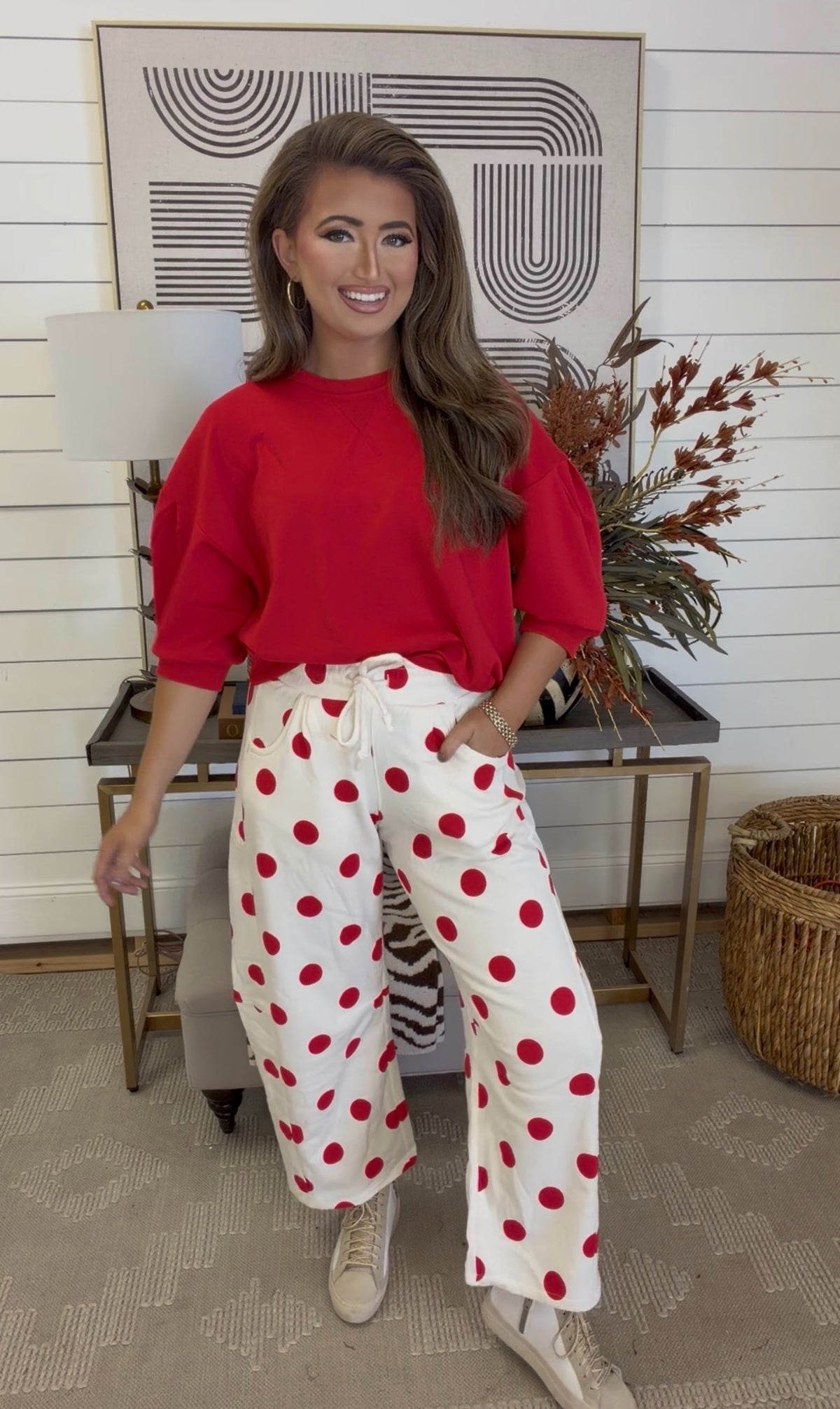 ZENANA BRAND- Red 3/4 Sleeve Top
