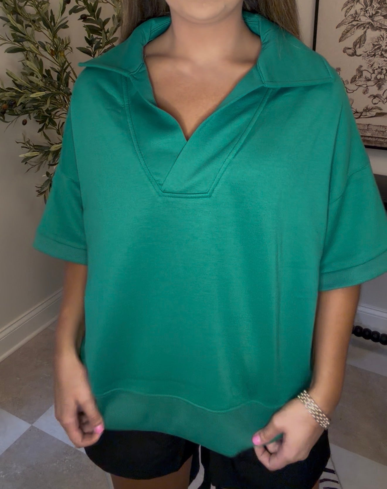 Zenana Brand Green Collar Crew DEAL