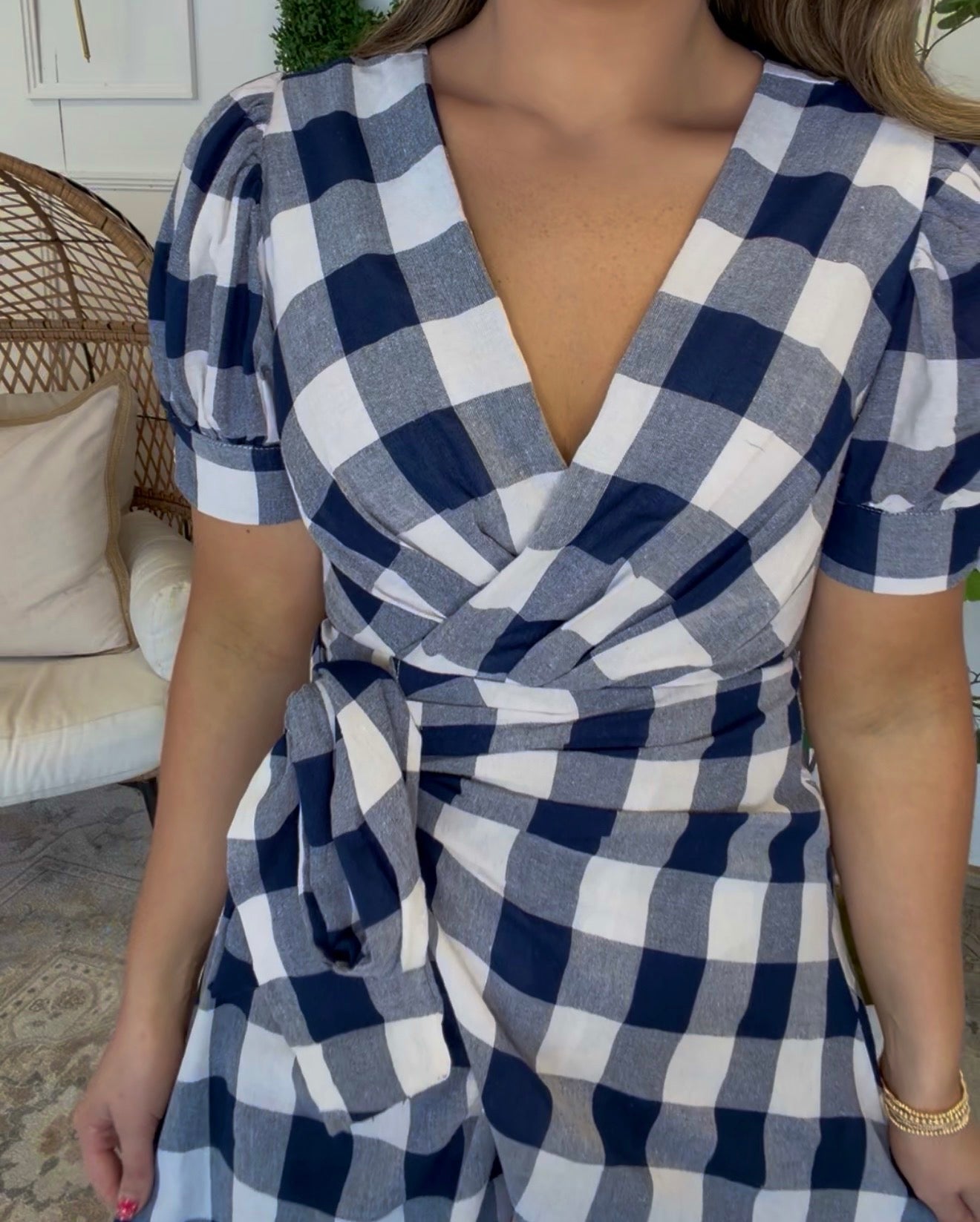 Navy Gingham Romper DEAL