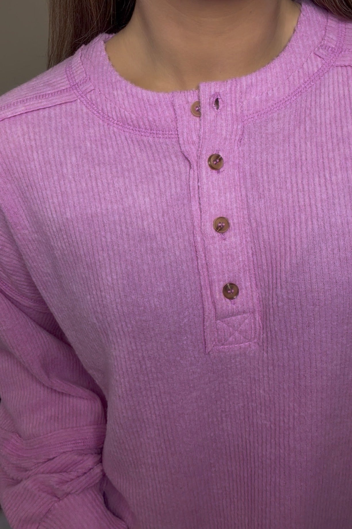 Zenana Brand Henley DEAL- PINK