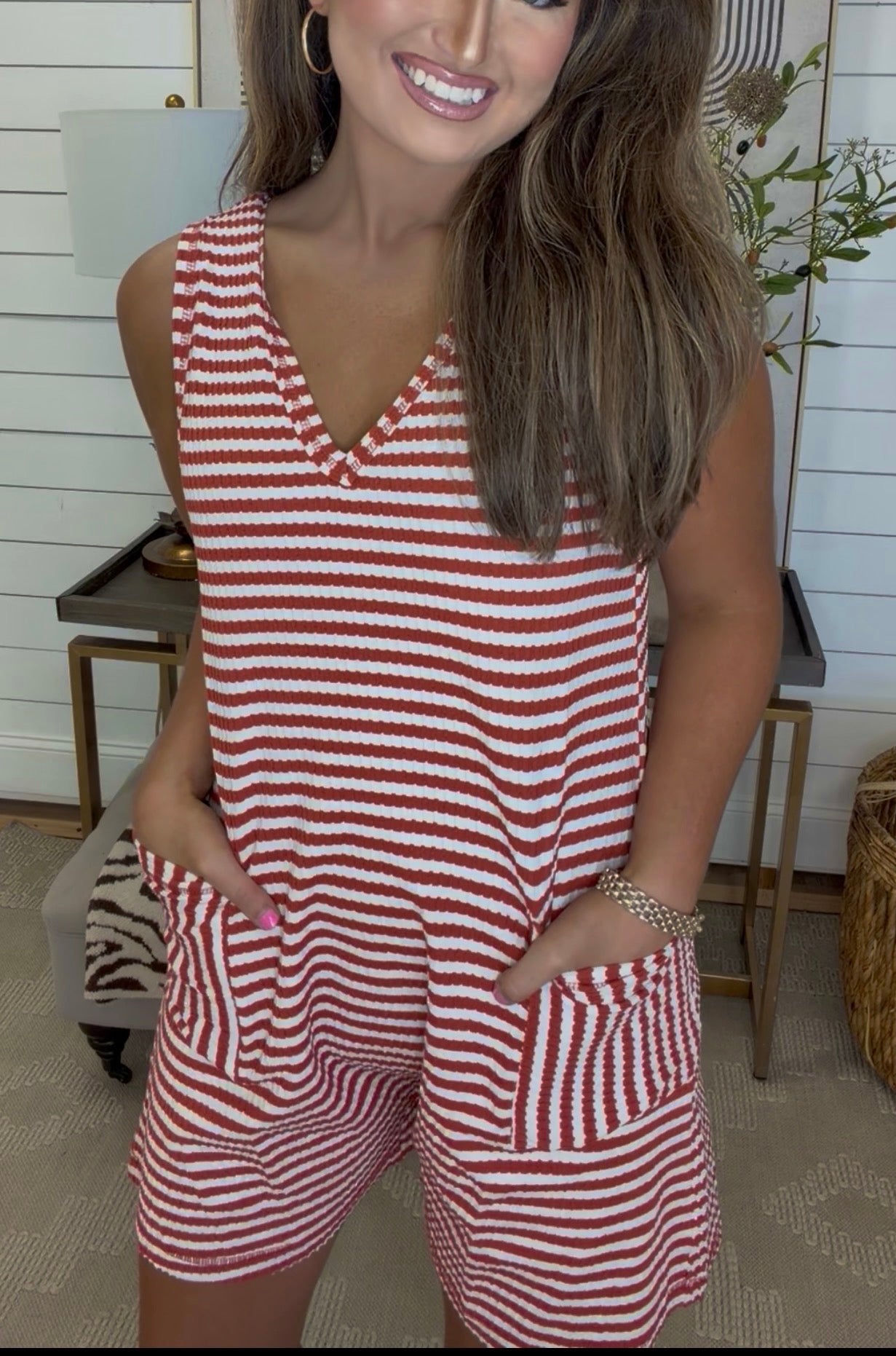 Stripe Romper Red DEAL