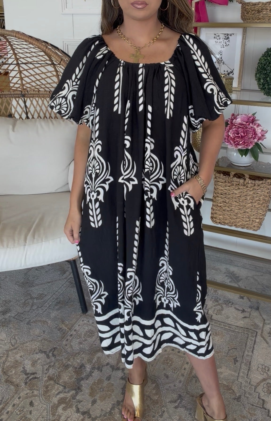 Neutral Print Dress DEAL