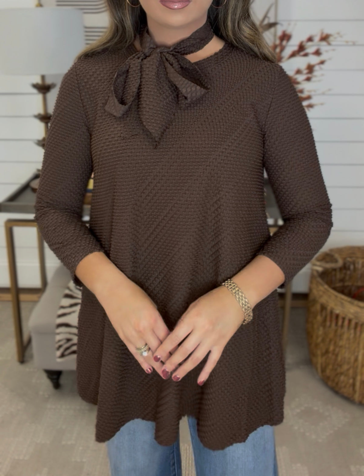 Brown Bow Tunic Top - $25 DEAL