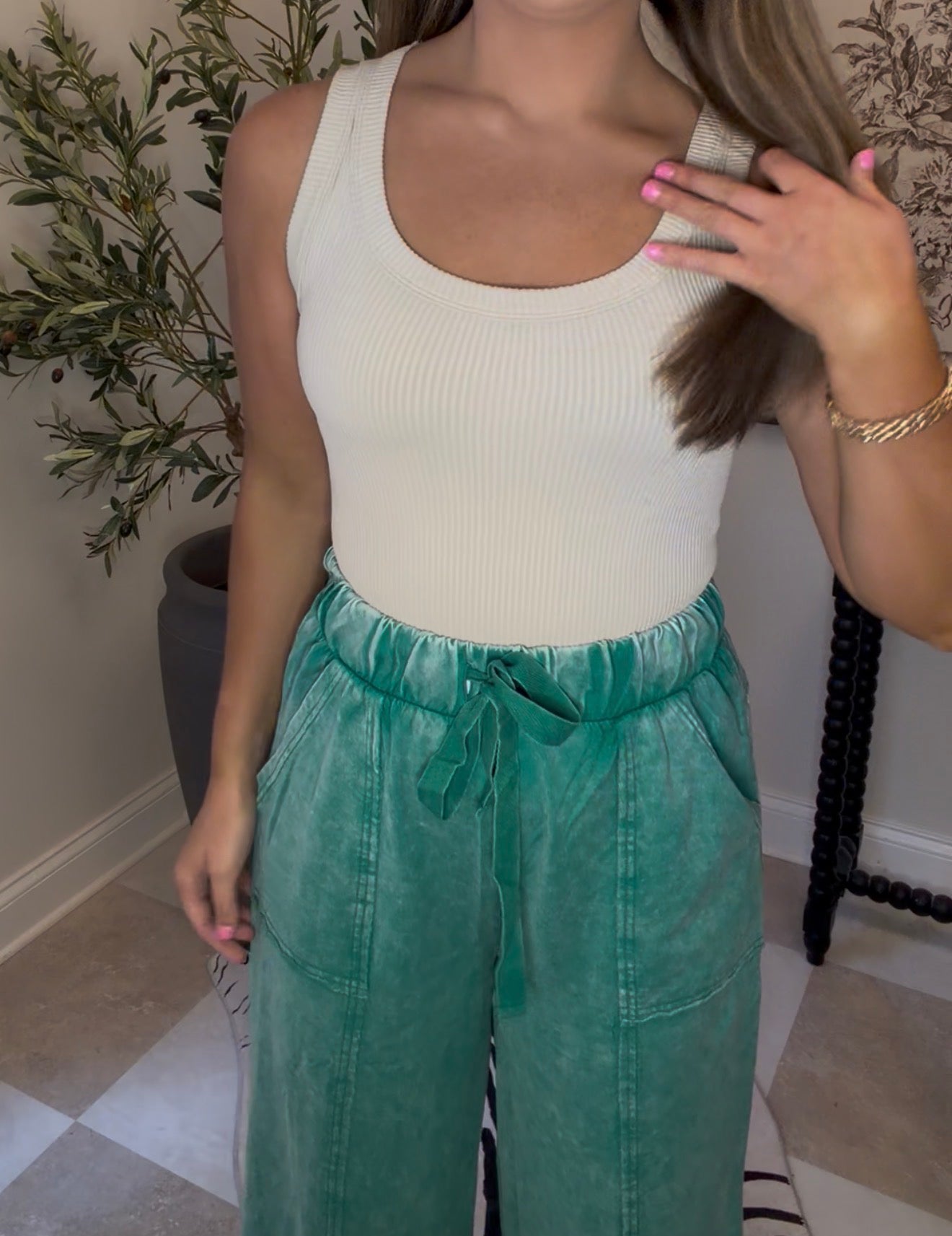 Zenana Brand Crop Pants Green DEAL