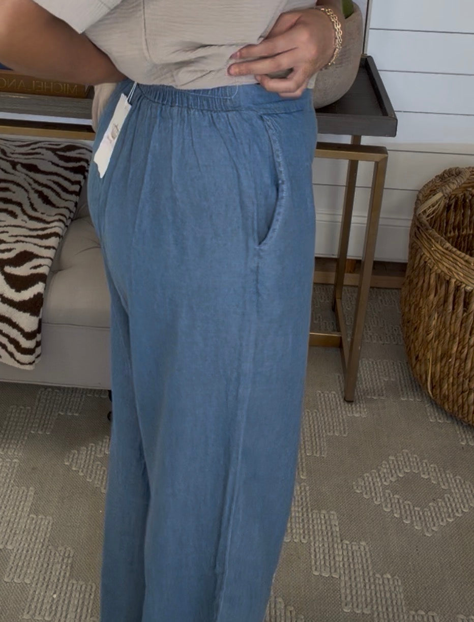 Printed Pretty Chambray Denim Pants DEAL