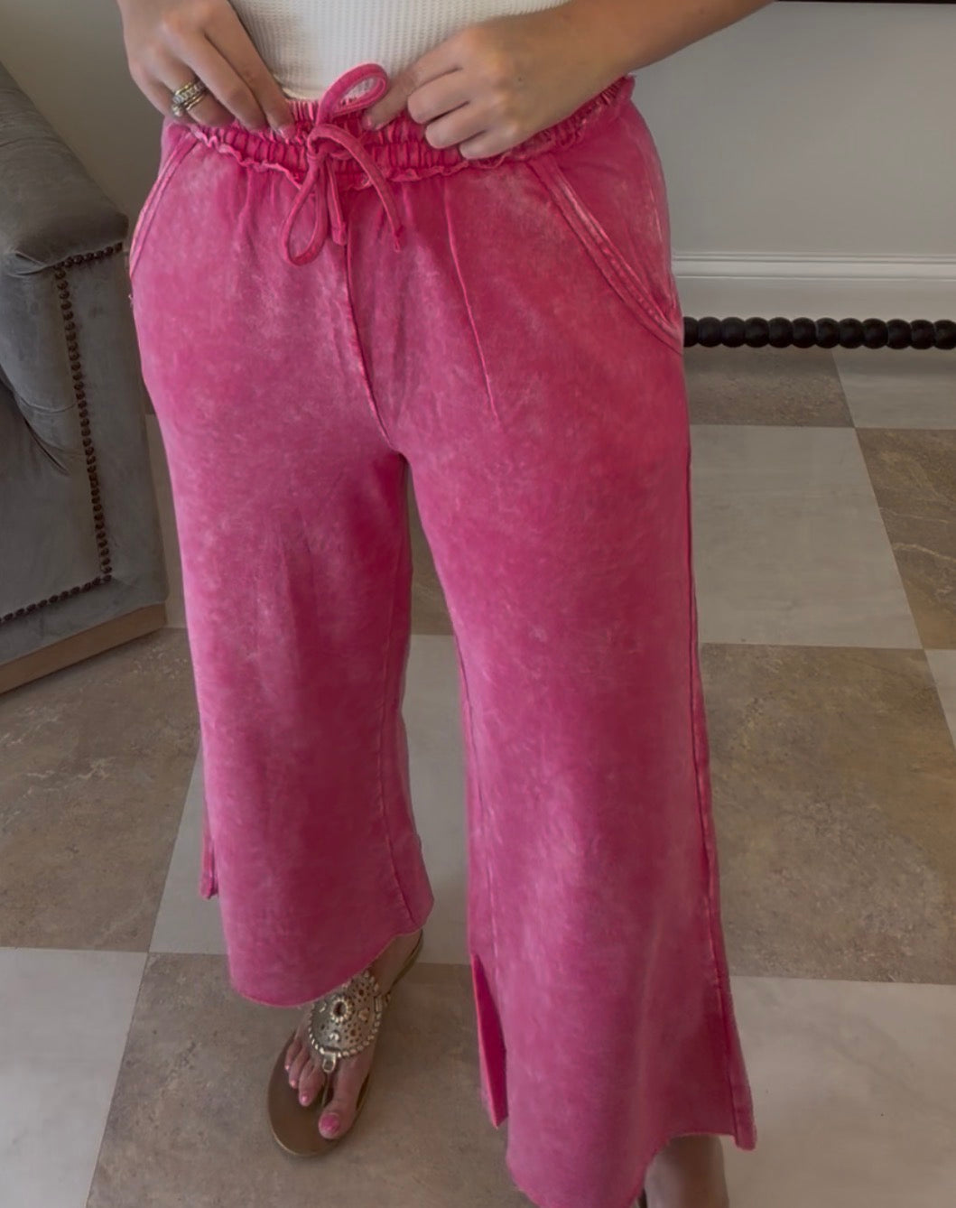 Zenana Brand Crop Pants Pink DEAL