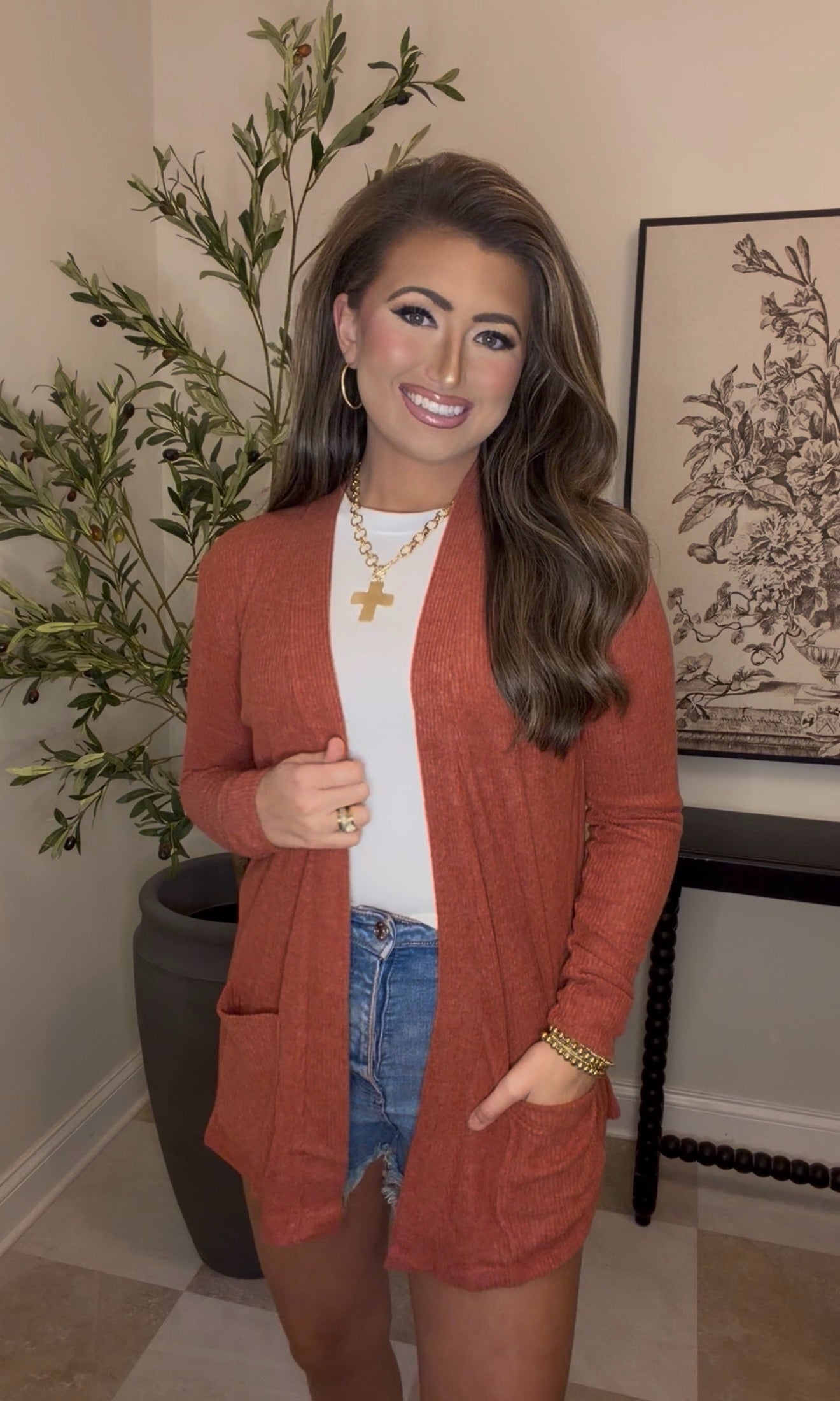 Zenana Brand Cara Cardigan DEAL- Rust
