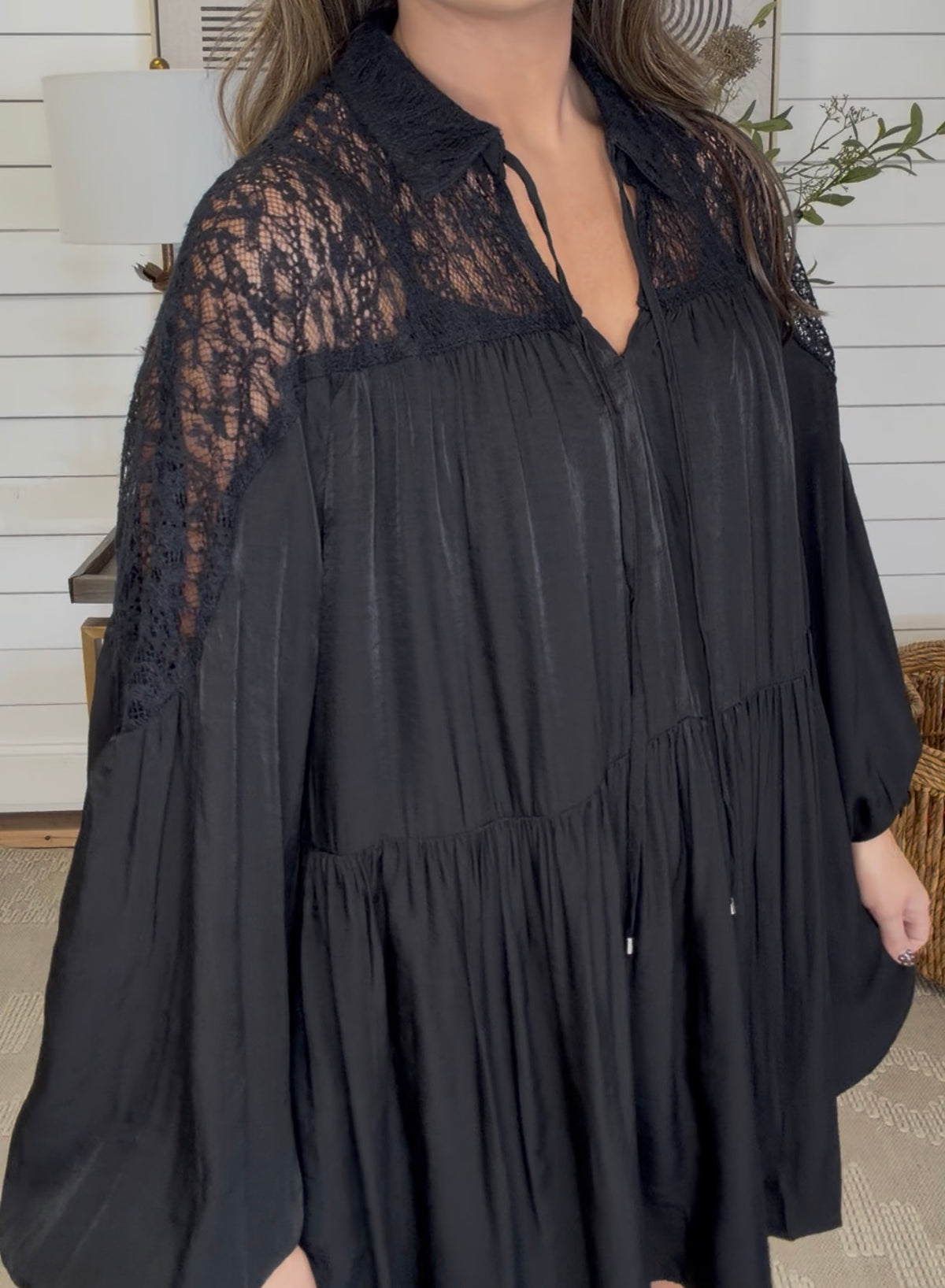 Classy Lace Black Dress - DEAL