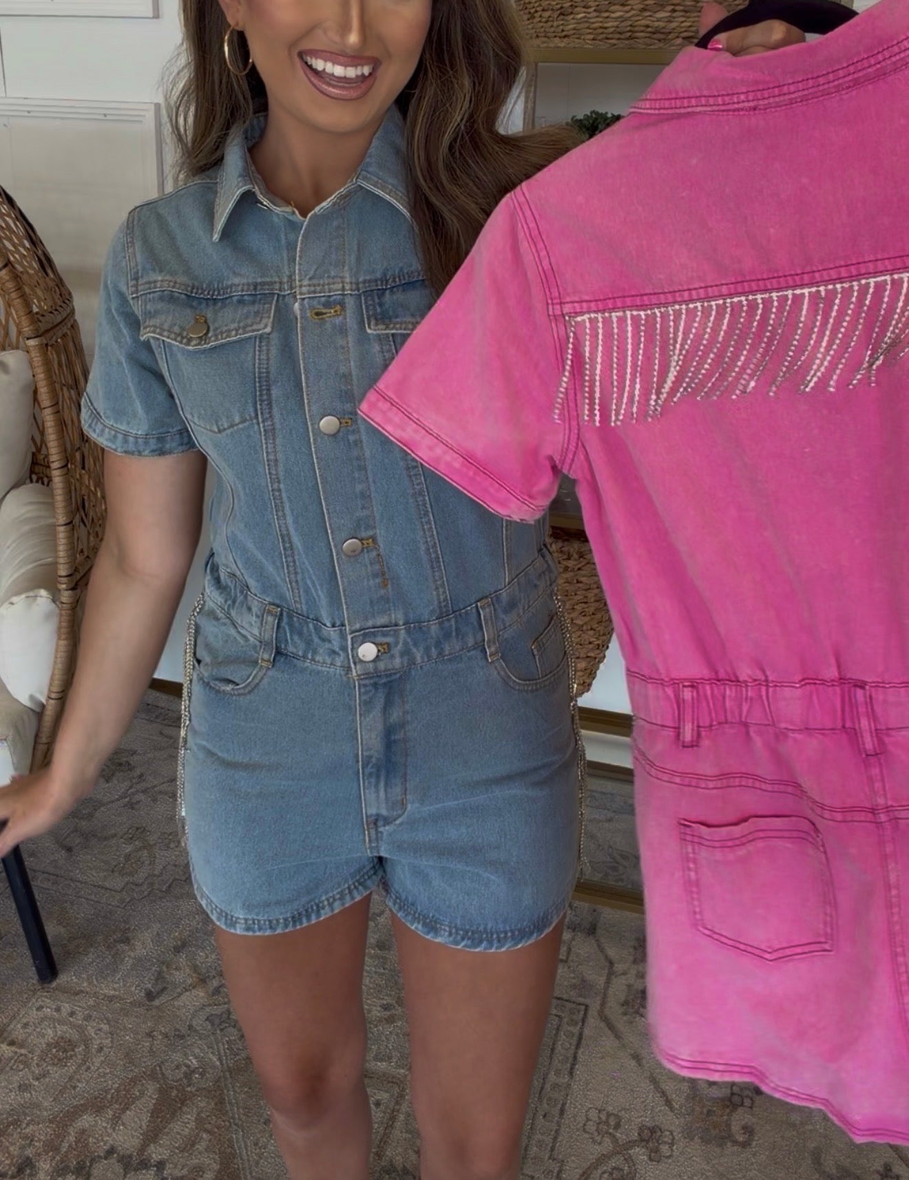 Denim & Pink Romper DEAL