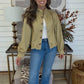 Ellie Eyelet Khaki Jacket - DEAL- LuxeLine