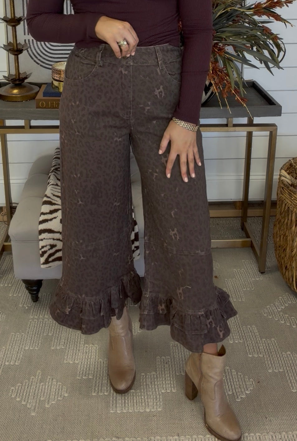 Chic in Cheetah Ruffle Pants - DEAL- LuxeLine