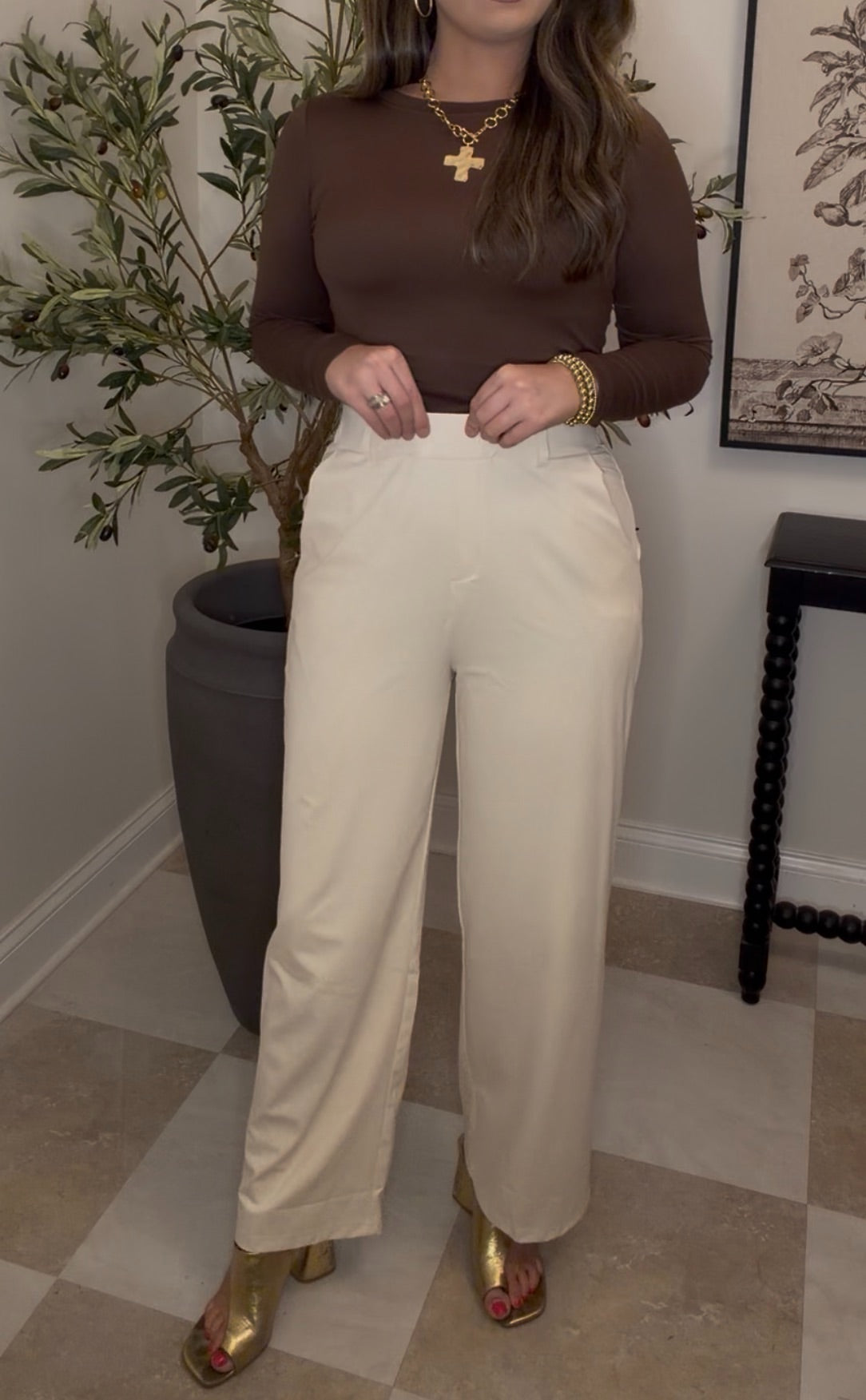 Zenana Brand Comfy Dressy Pants DEAL- Sand
