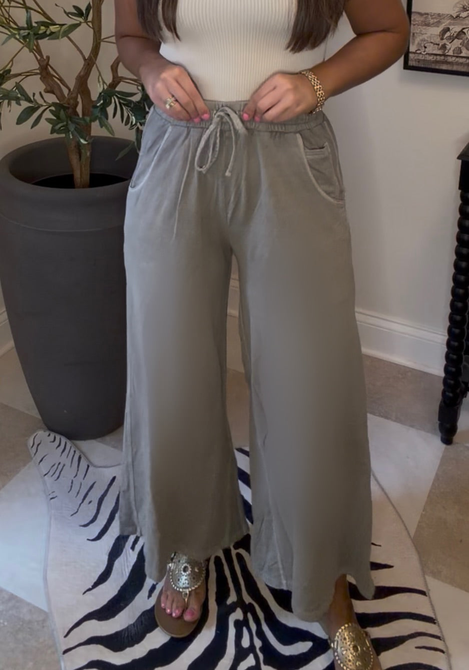 Zenana Brand Crop Pants Olive DEAL