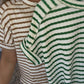 Zenana Brand Stripe Tops- Tan & Green