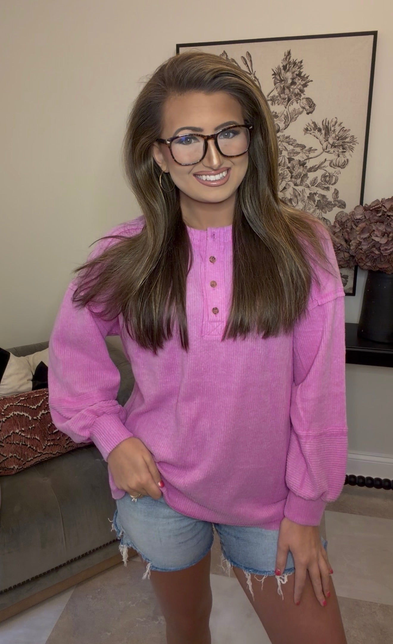 Zenana Brand Henley DEAL- PINK