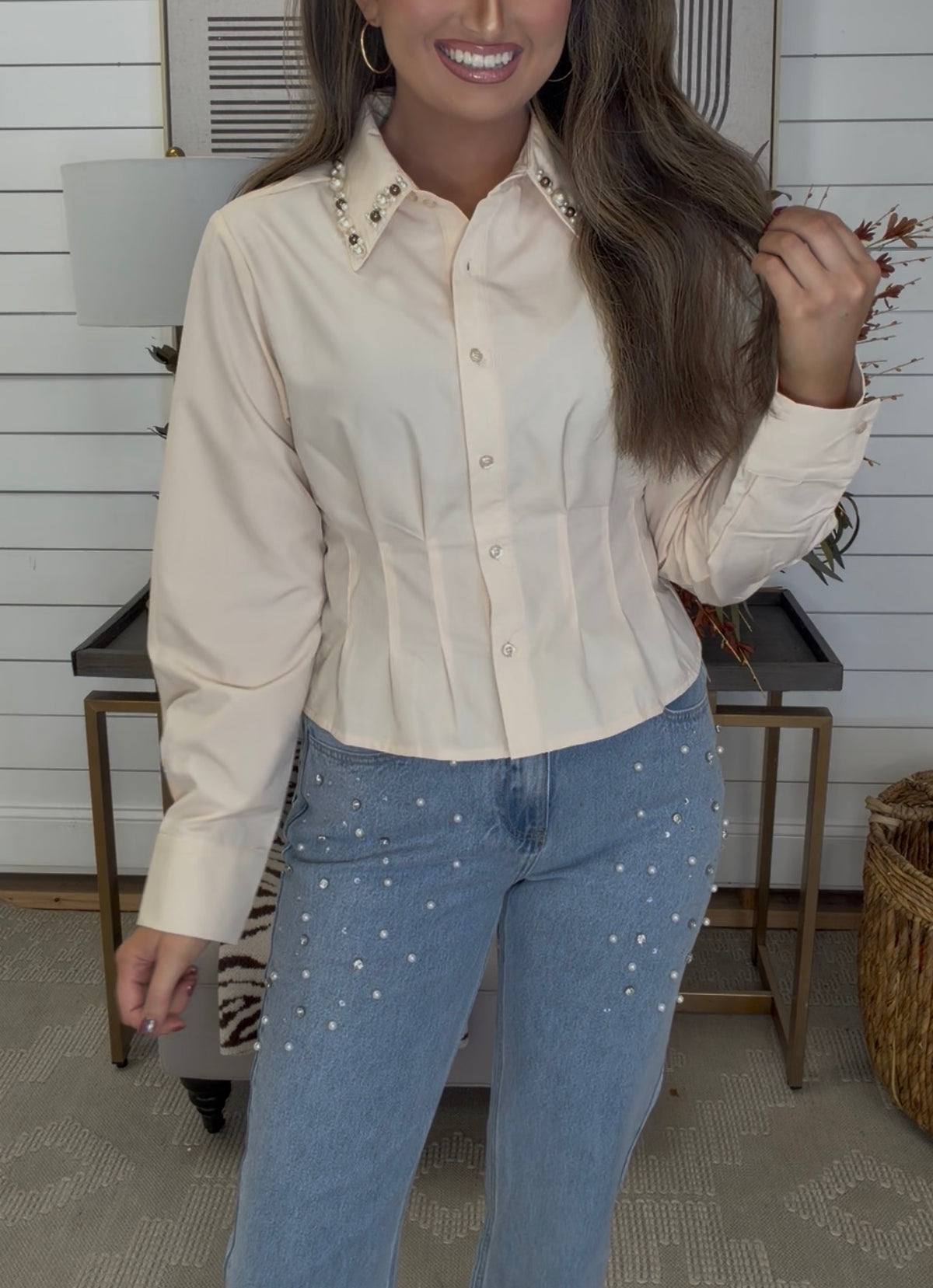 Pearl Collar Blouse - $25 DEAL