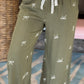 Embroidered Bow Olive Pants