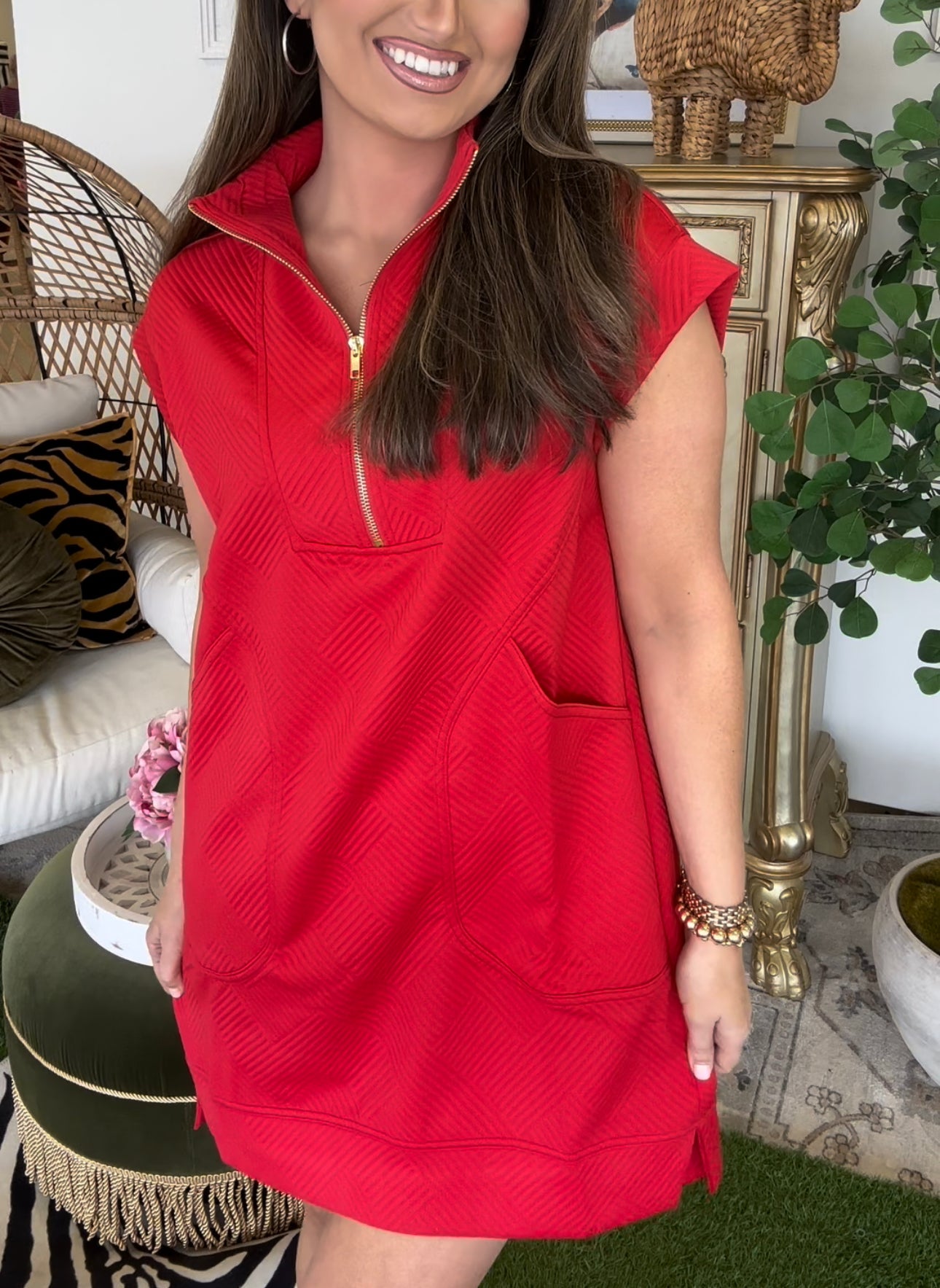 The Poised & Pretty Zenana Dress- Red