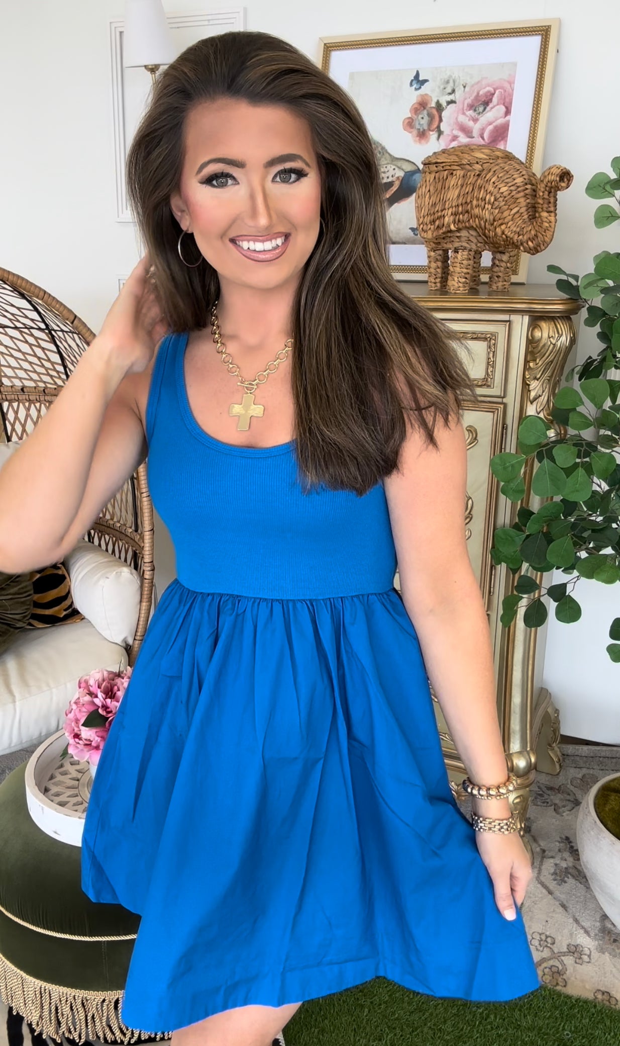 The Sunday Stroll Zenana Dress- Blue