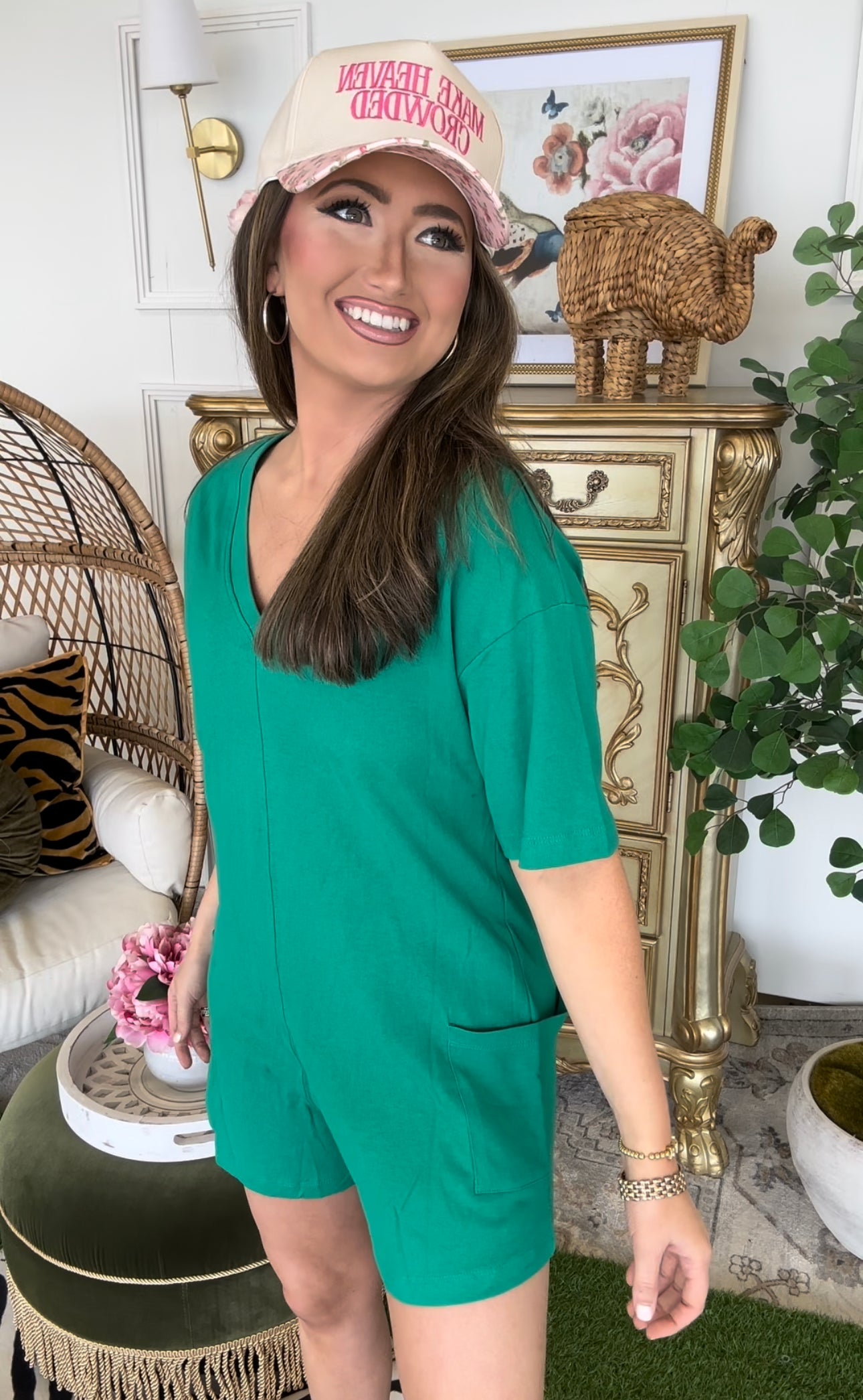 Real Comfy Zenana Romper- Green