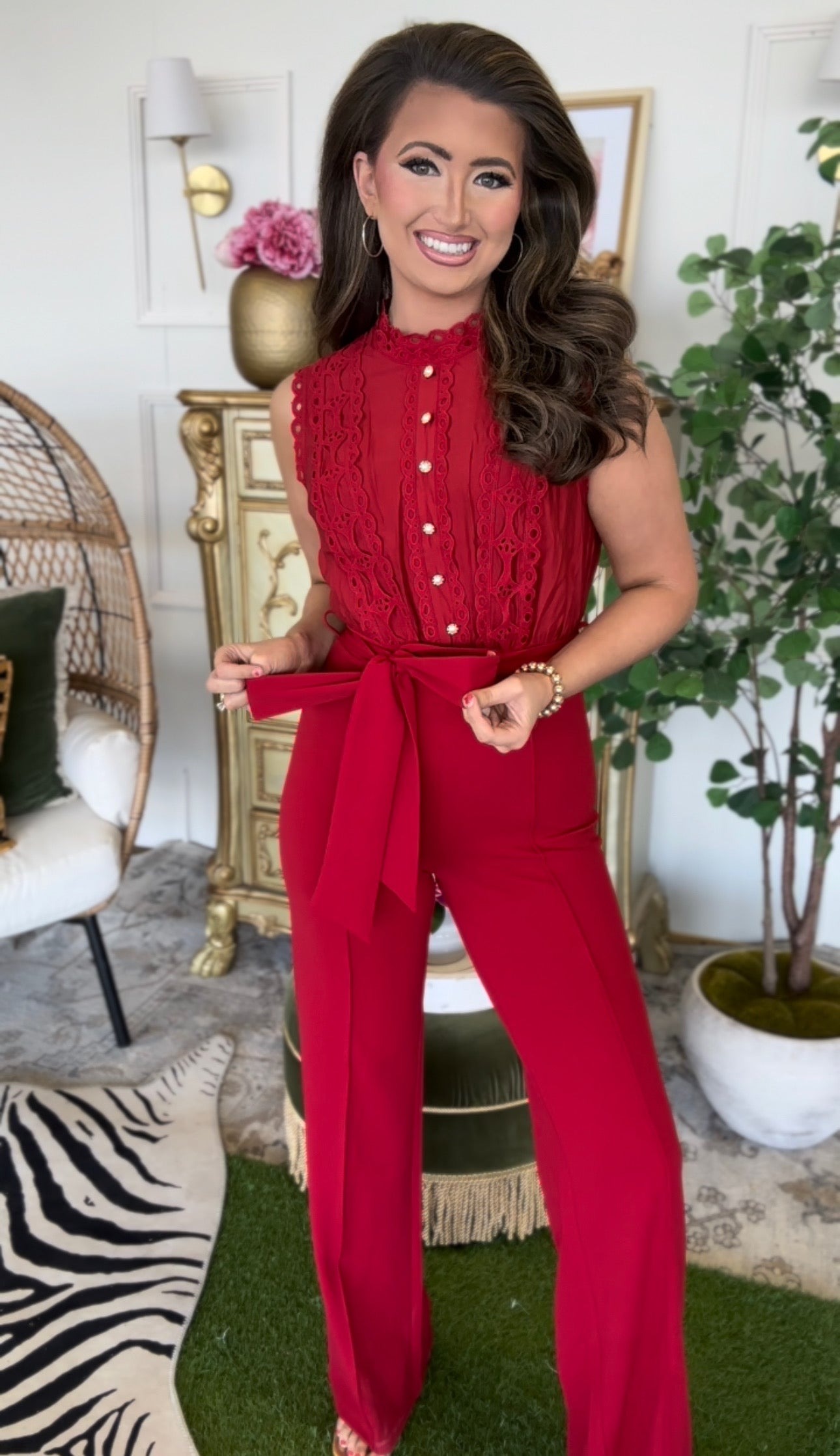 Lady in Red Jumpsuit