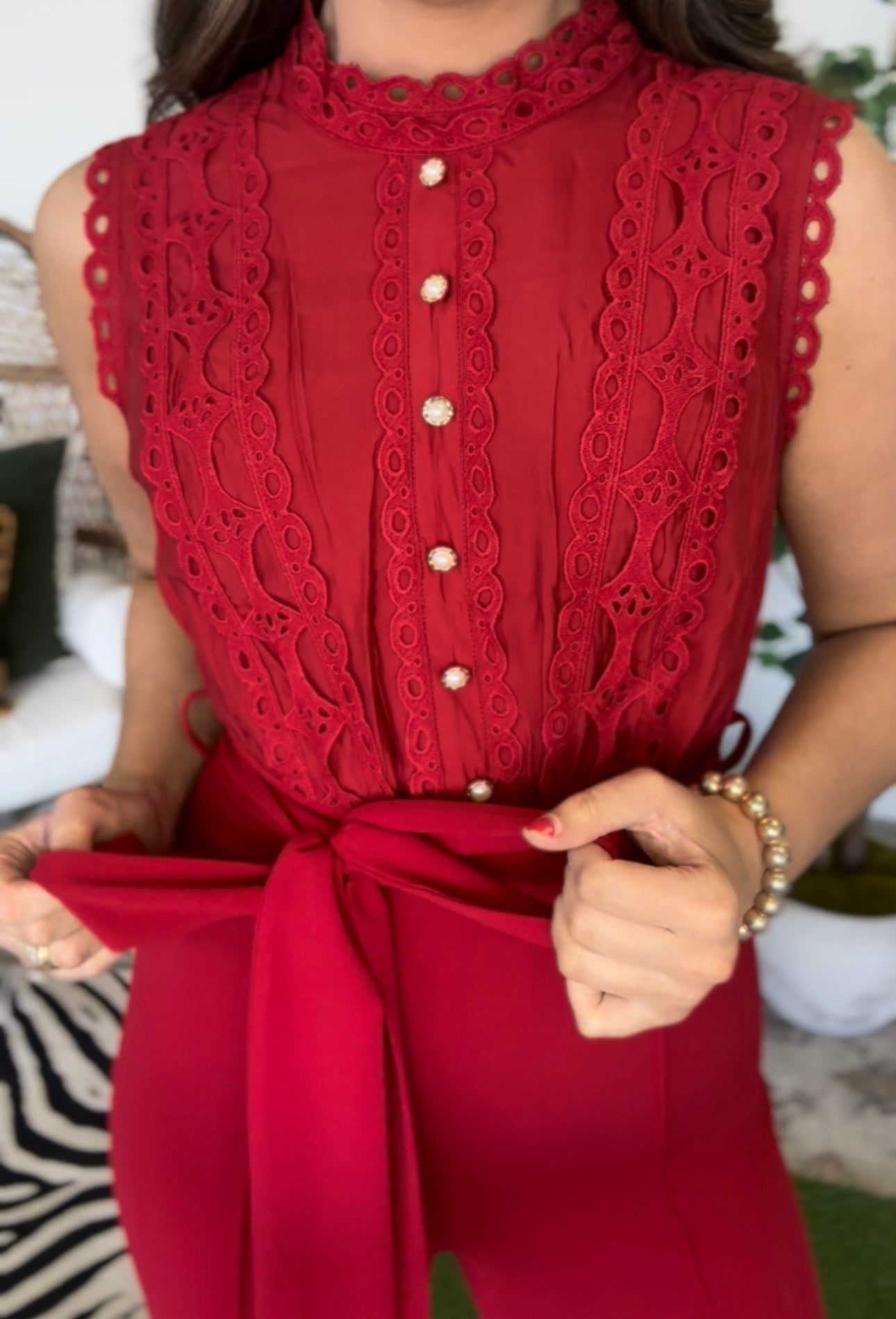 Lady in Red Jumpsuit