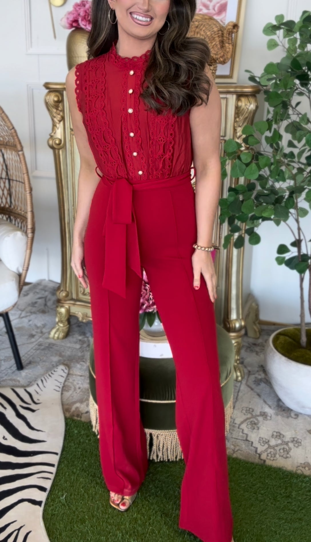 Lady in Red Jumpsuit
