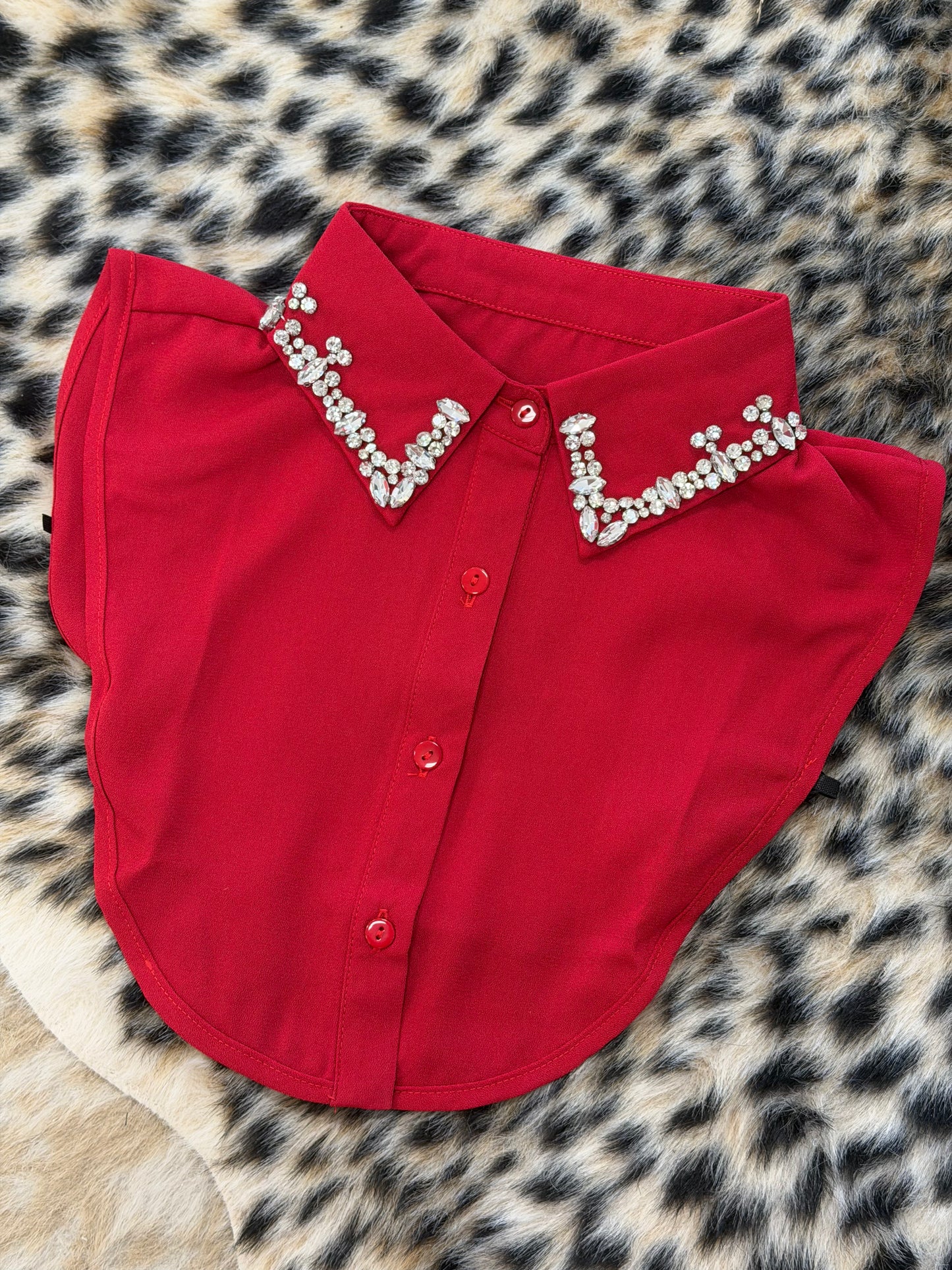 Rhinestone Red Faux Collar