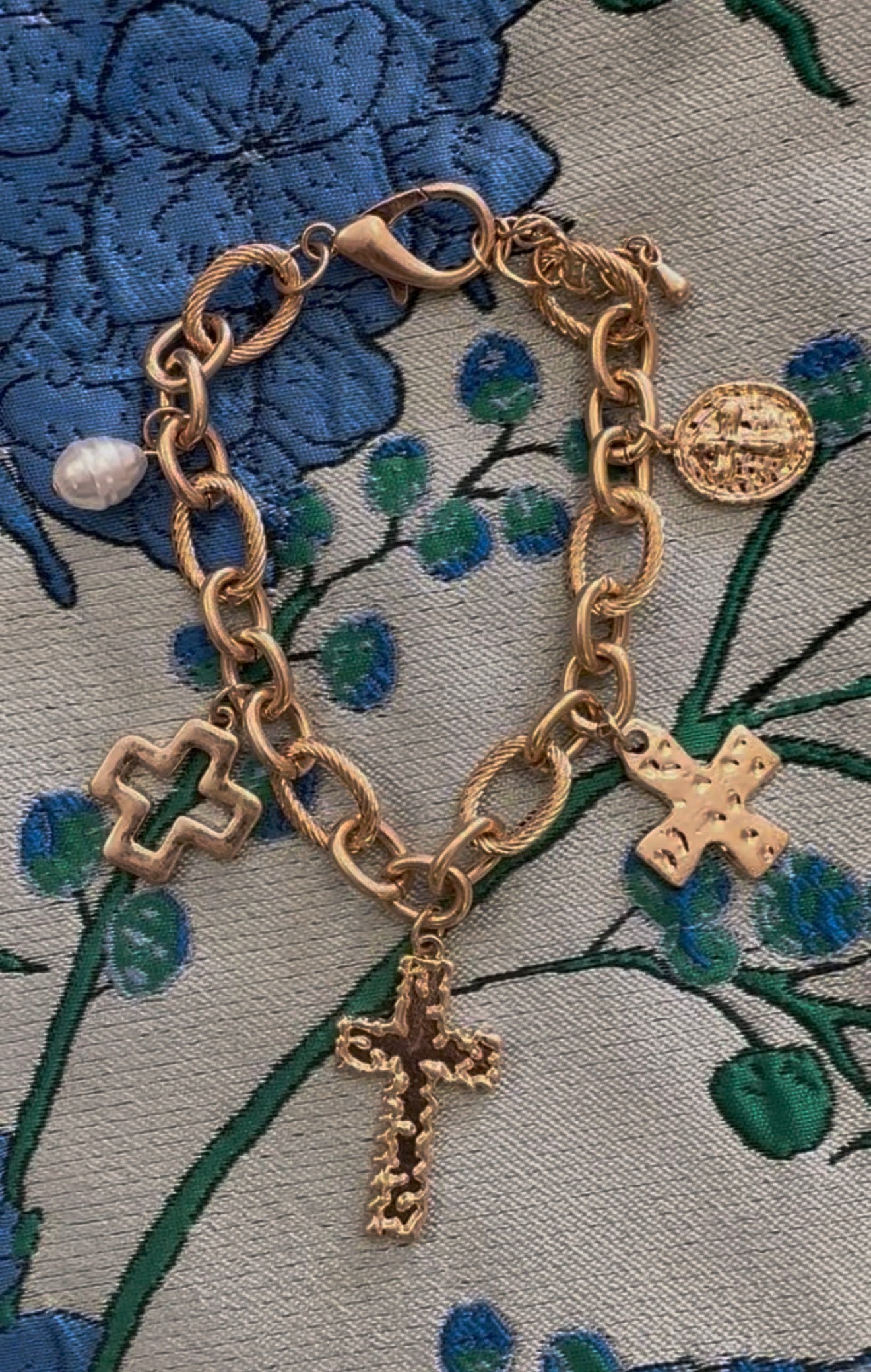 Gold Cross Charm Bracelet
