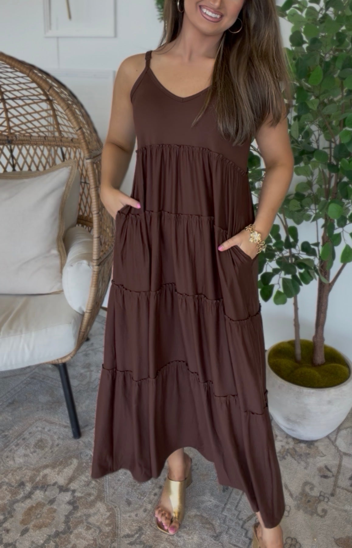 ZENANA BRAND Brown Basic Dress
