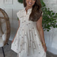 Embroidered Bow Dress- Tan