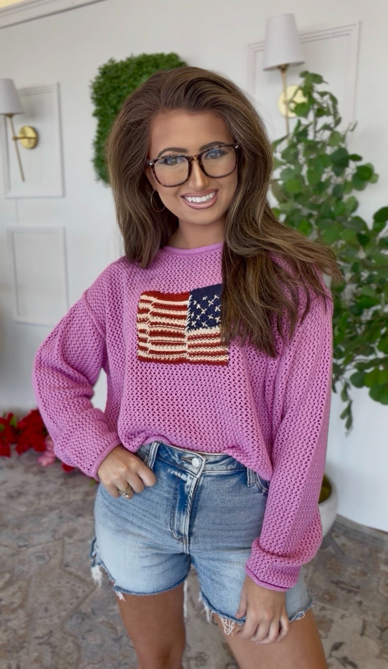ZENANA BRAND Pink Flag Knit