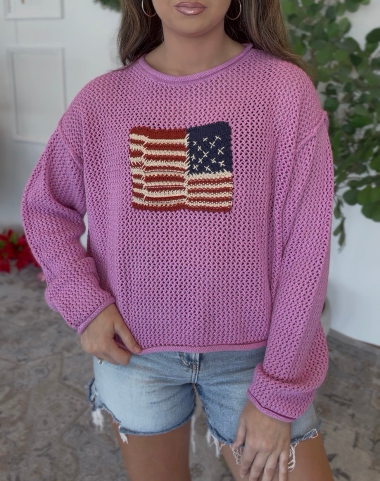 ZENANA BRAND Pink Flag Knit