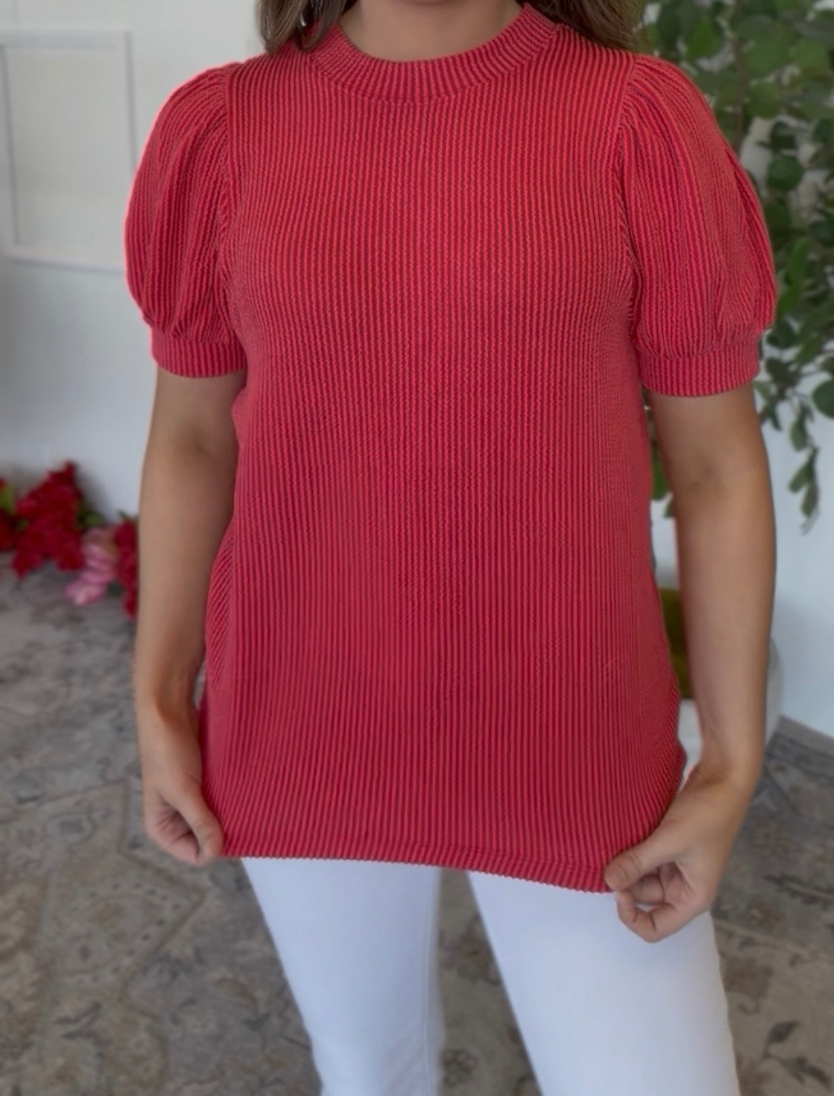 ZENANA BRAND Puff Sleeve - Red