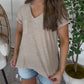 ZENANA BRAND VNeck Tee- Tan
