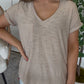 ZENANA BRAND VNeck Tee- Tan