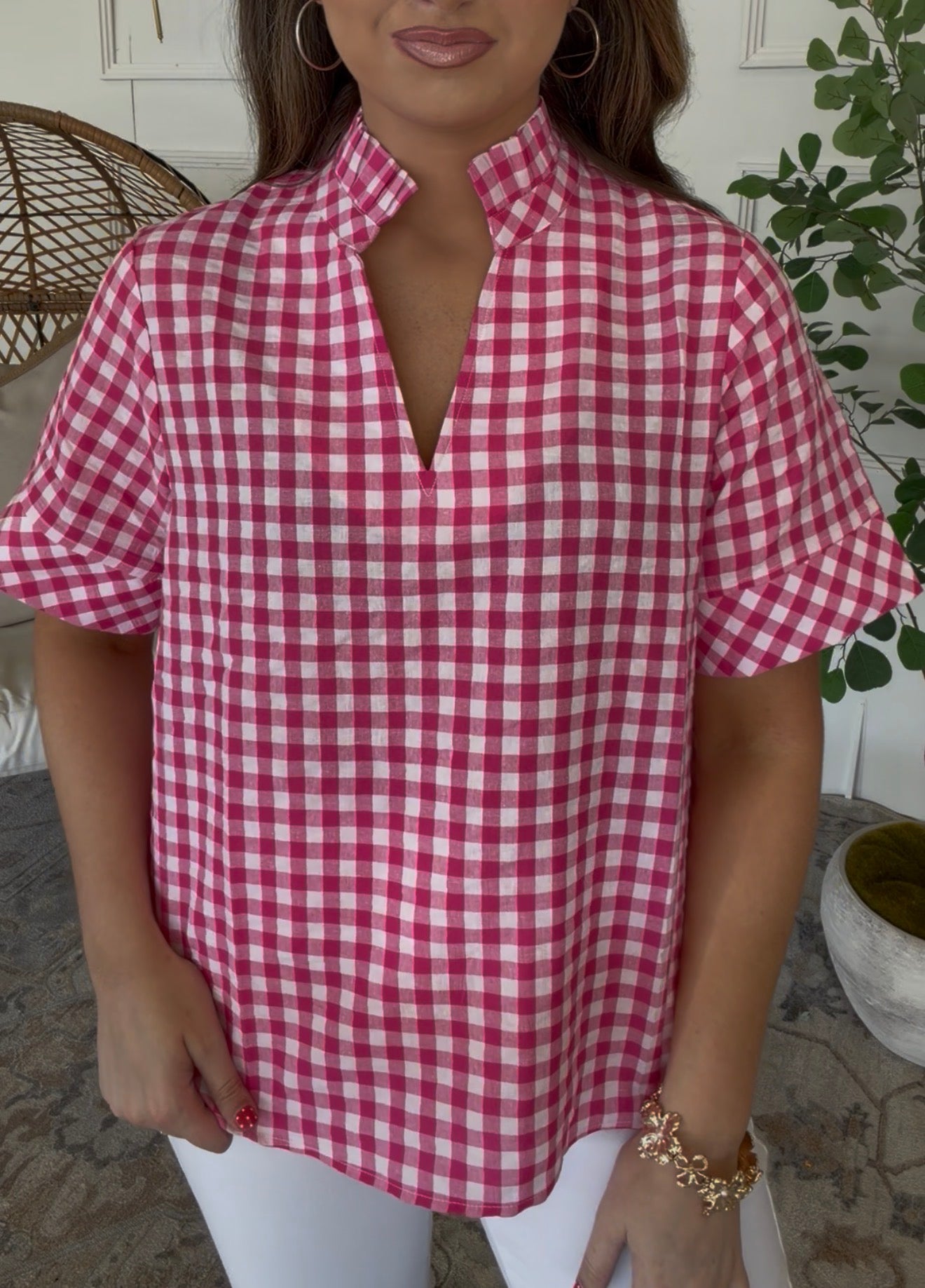 Hot Pink Gingham Top