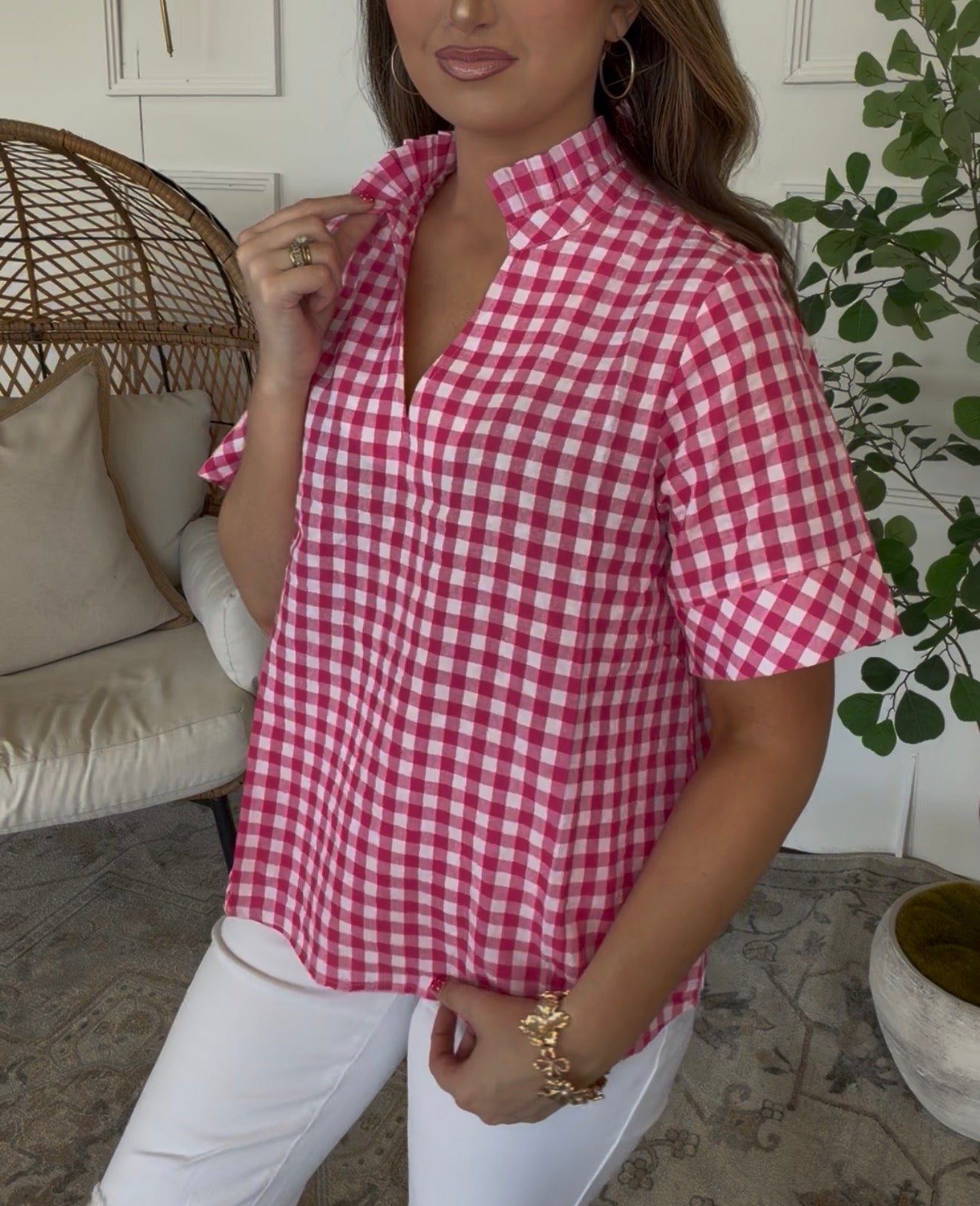 Hot Pink Gingham Top