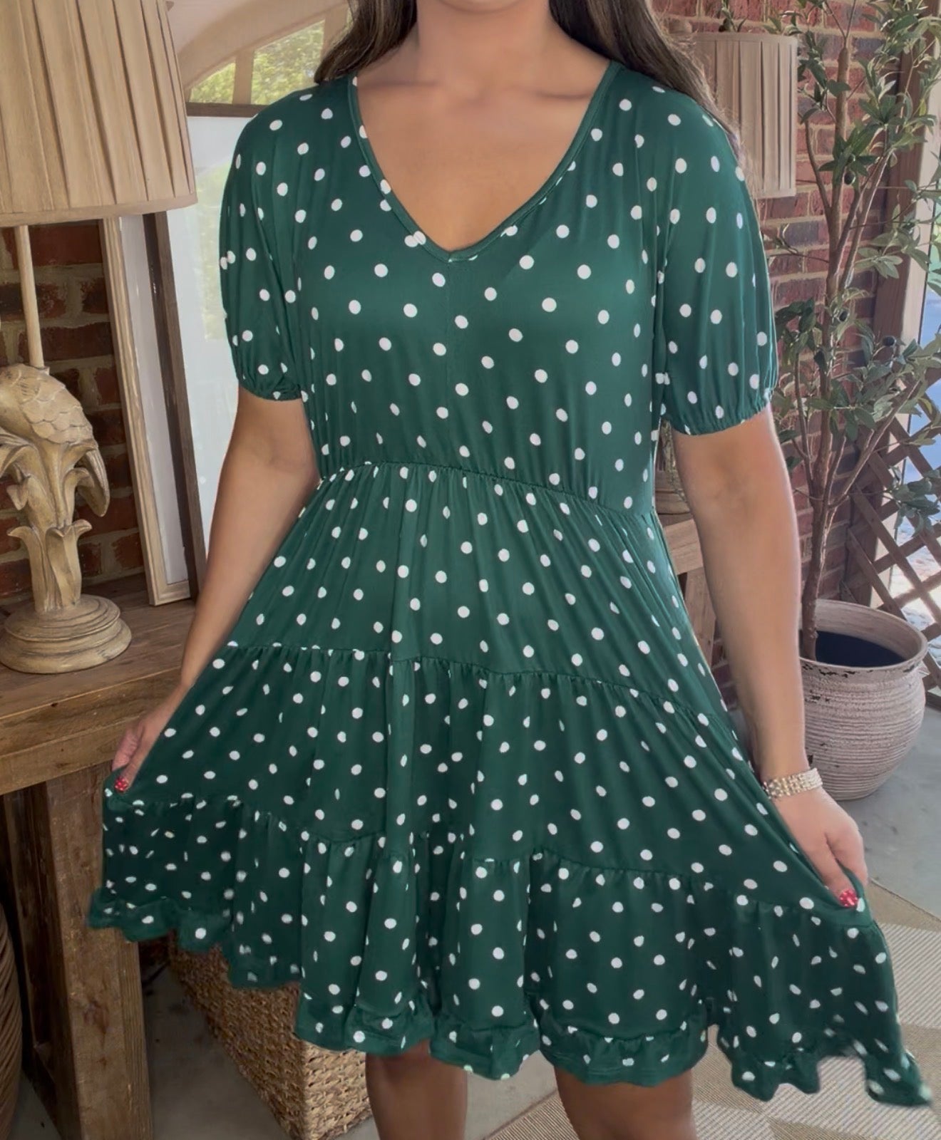 Bright Dots Dress- Green
