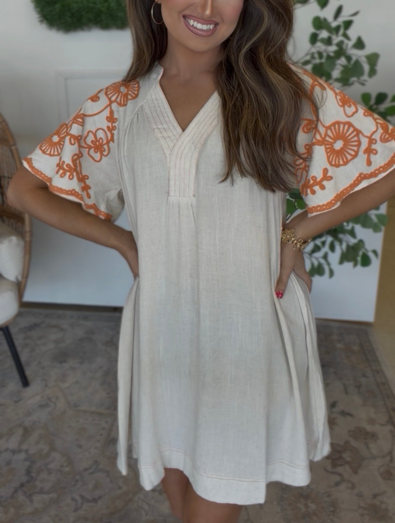 Orange Embroidered Dress