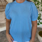 ZENANA BRAND Puff Sleeve Top- Blue