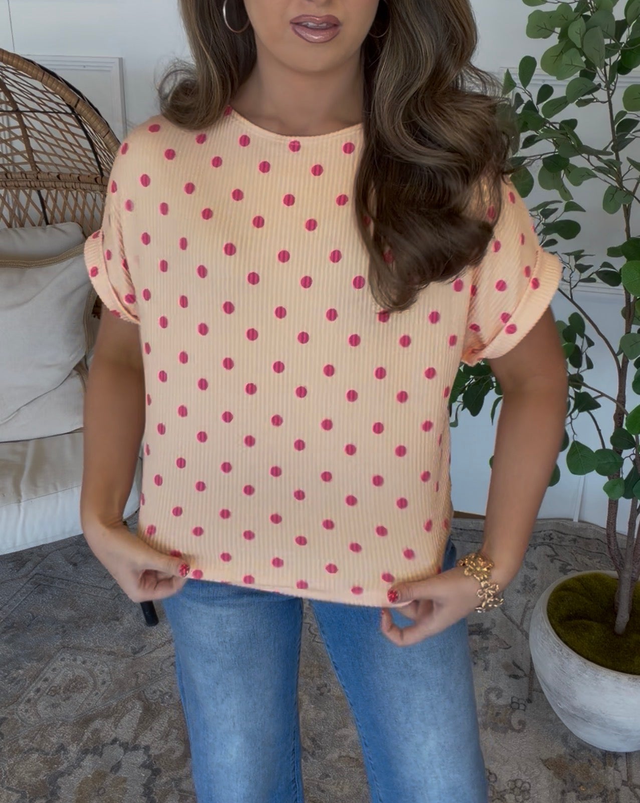 Dally Dot Top- Peach